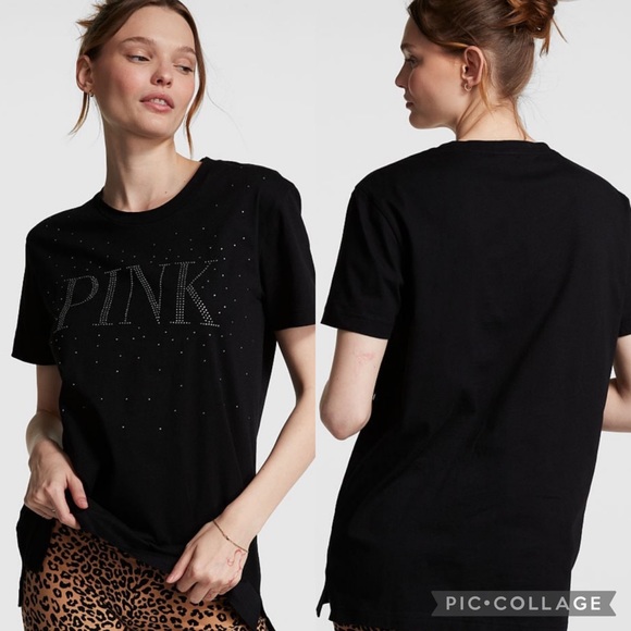 PINK Cotton Short-Sleeve Campus T-Shirt - Picture 1 of 1
